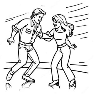 Pagina da Colorare di Sandy e Danny che Ballano | pagina da colorare Grease