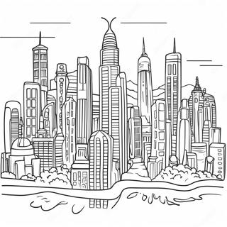 Pagine da colorare di un paesaggio urbano futuristico | pagina da colorare Futuristico