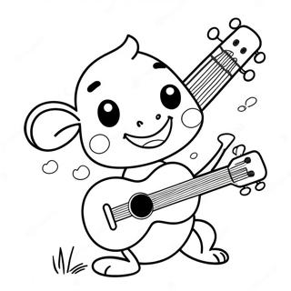 Carino ukulele da cartone animato da colorare | pagina da colorare Ukulele