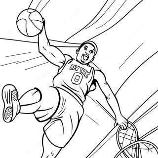 Pagina da colorare del giocatore dei New York Knicks che schiaccia | pagina da colorare Knicks
