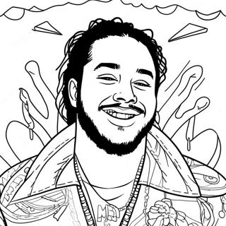 Pagina da Colorare di Post Malone | pagina da colorare Post Malone