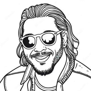Pagina da Colorare di Post Malone con Occhiali da Sole | pagina da colorare Post Malone