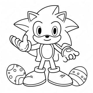 Pagina da Colorare di Sonic con Uova di Pasqua | pagina da colorare Sonic Pasqua