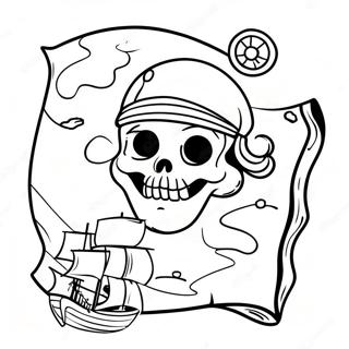 Pagina da Colorare dei Pirati con Mappa del Tesoro | pagina da colorare Pirati