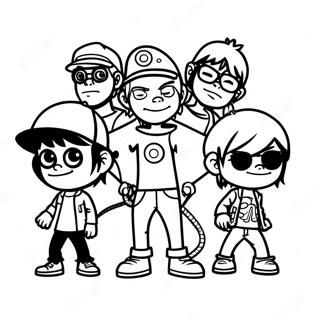 Pagina da Colorare dei Membri della Band Gorillaz | pagina da colorare Gorillaz