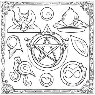 Pagina da colorare dei simboli magici arcani | pagina da colorare Arcano