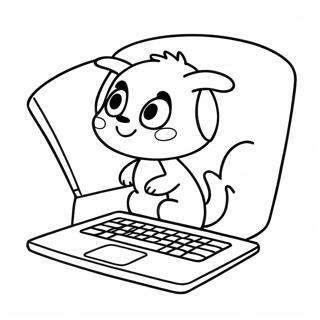 Pagina da Colorare Laptop Carino in Stile Cartone Animato | pagina da colorare Laptop