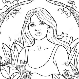 Pagina da Colorare di Eva in un Bellissimo Giardino | pagina da colorare Eve