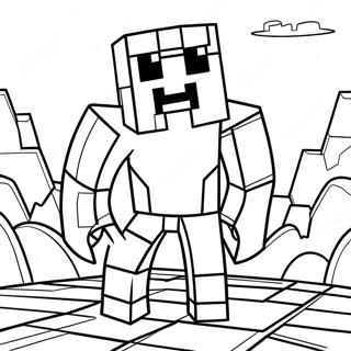 Pagina da Colorare di Creeper Minecraft Avventuroso | pagina da colorare Minecraft Figo