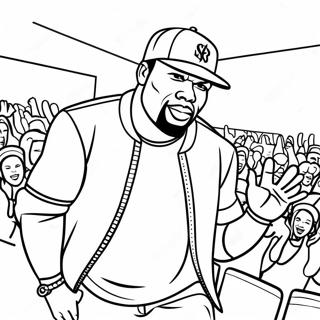 Pagina da Colorare 50 Cent che Si Esibisce sul Palco | pagina da colorare 50 Cent