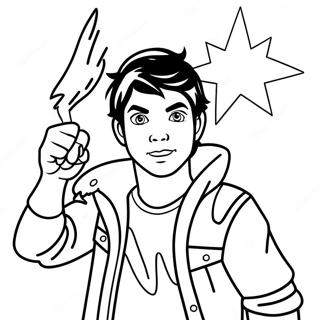 Pagina da Colorare di Percy Jackson con il Fulmine | pagina da colorare Percy Jackson