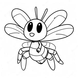 Pagina da Colorare di Beedrill Arrabbiato in Volo | pagina da colorare Beedrill