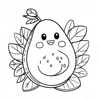 Pagina da Colorare con Avocado Carino con Volto Sorridente | pagina da colorare Avocado