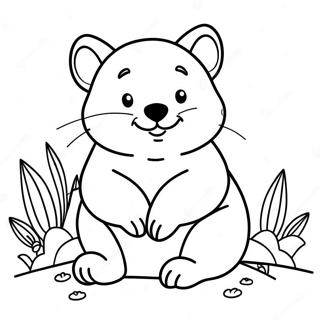 Pagina da Colorare del Carino Wombat Seduto | pagina da colorare Wombat
