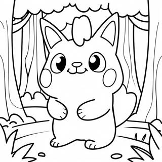 Pagina da Colorare di un Carino Fakemon nel Bosco | pagina da colorare Fakemon
