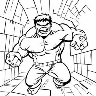 Hulk che sfonda i muri Pagina da Colorare | pagina da colorare Spiderman e Hulk