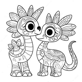 Pagina da colorare Alebrijes colorati da Coco | pagina da colorare Alebrijes Coco
