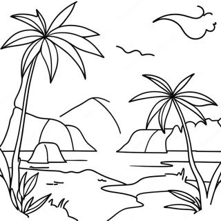 Pagina da Colorare Paesaggio Paradisiaco | pagina da colorare Paradiso