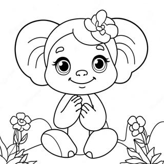 Pagina da Colorare della Tenerissima Ella con Fiori | pagina da colorare Ella