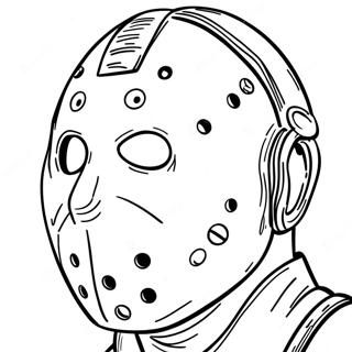 Pagina da colorare di Jason con una maschera cool | pagina da colorare Jason