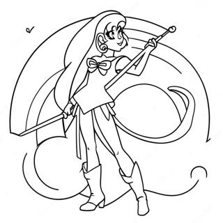 Pagina da colorare di Sailor Pluto in posa elegante | pagina da colorare Sailor Pluto