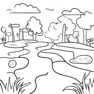 Pagina da Colorare di un Campo da Mini Golf | pagina da colorare Mini Golf