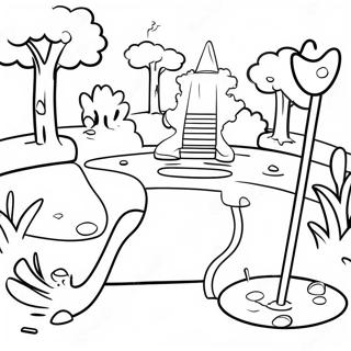 Pagina da Colorare di Ostacoli Colorati per Mini Golf | pagina da colorare Mini Golf