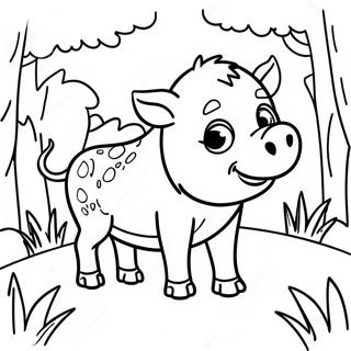 Pagina da colorare di un cinghiale selvatico carino nella foresta | pagina da colorare Cinghiale