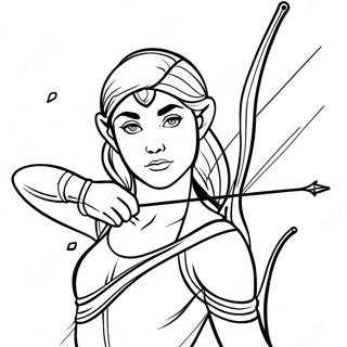 Pagina da Colorare Artemis con Arco e Freccia | pagina da colorare Artemis