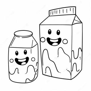 Carino Cartone del Latte con Faccia Sorridente Pagina da Colorare | pagina da colorare Latte e Mocha