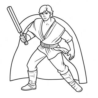 Pagina da Colorare Luke con Spada Laser | pagina da colorare Luca