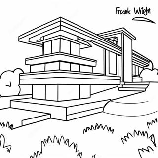 Pagina da Colorare dello Stile Prairie Iconico di Frank Lloyd Wright | pagina da colorare Frank Lloyd Wright