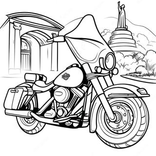 Pagina da Colorare di Moto Harley Davidson | pagina da colorare Harley