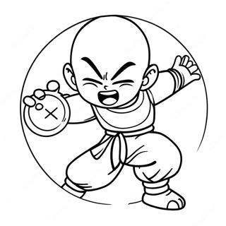 Pagine da Colorare di Krillin con Sfera Energetica | pagina da colorare Krillin