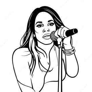 Pagina da Colorare di Aaliyah che Si Esibisce sul Palco | pagina da colorare Aaliyah