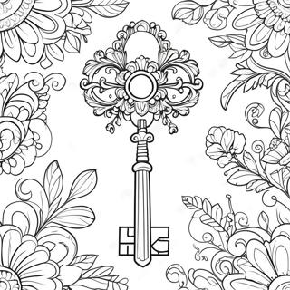 Pagina da Colorare della Chiave Vintage | pagina da colorare Chiave