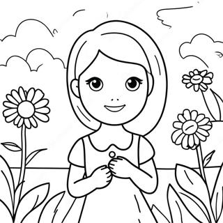 Pagina da colorare di Chloe affascinante in un giardino fiorito | pagina da colorare Chloe