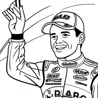 Pagina da colorare di Kyle Larson nel Victory Lane | pagina da colorare Kyle Larson