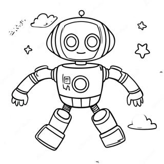 Pagina da Colorare di PJ Robot che Vola nello Spazio | pagina da colorare PJ Robot