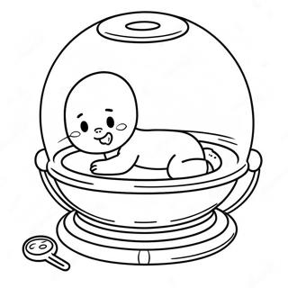 Pagina da Colorare di un Carino Bambino NICU in Incubatrice | pagina da colorare NICU