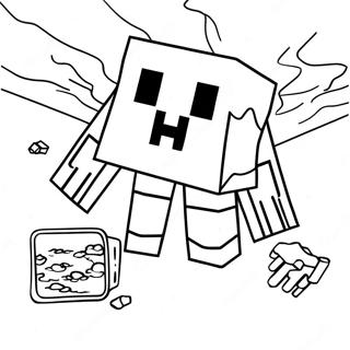 Minecraft Ghast che fluttua nel cielo da colorare | pagina da colorare Minecraft Ghast