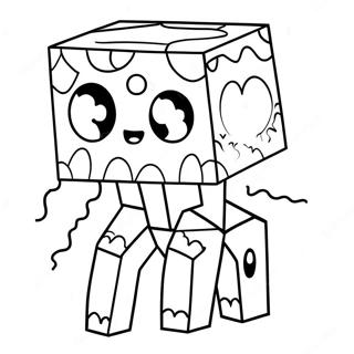 Carino Minecraft Ghast con grandi occhi da colorare | pagina da colorare Minecraft Ghast