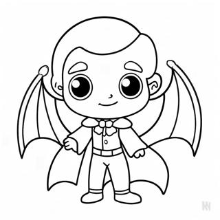 Pagina da Colorare di un Carino Vampiro Chibi | pagina da colorare Chibi Horror