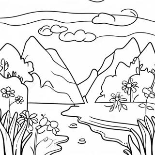 Pagina da Colorare della Scena Naturale Sublime | pagina da colorare Sublime
