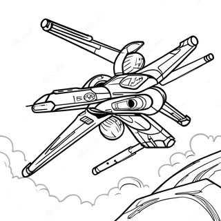 Pagina da Colorare dell'X-Wing in Battaglia | pagina da colorare X-Wing
