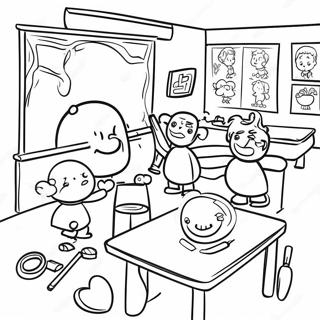 Pagina da Colorare della Scena Divertente in Aula | pagina da colorare Aula