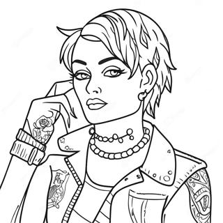 Pagina da Colorare dello Stile Punk Fashion | pagina da colorare Punk