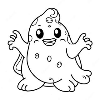 Pagina da Colorare di un Carino Fantasma Slimer | pagina da colorare Slimer