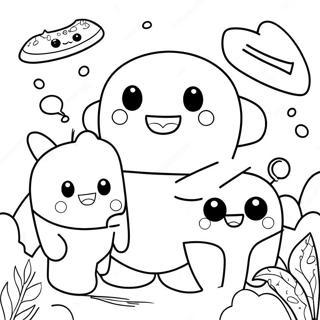 Pagina da Colorare di Domo Carino con Amici | pagina da colorare Domo
