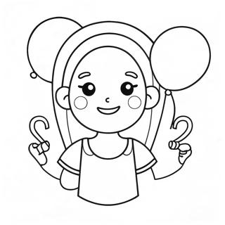 Pagina da colorare di Hannah con palloncini colorati | pagina da colorare Hannah